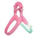 The Spoiled Pet Club Astor dog harness in rose red with a comfortable cloud-shaped sponge handle and adjustable straps.
