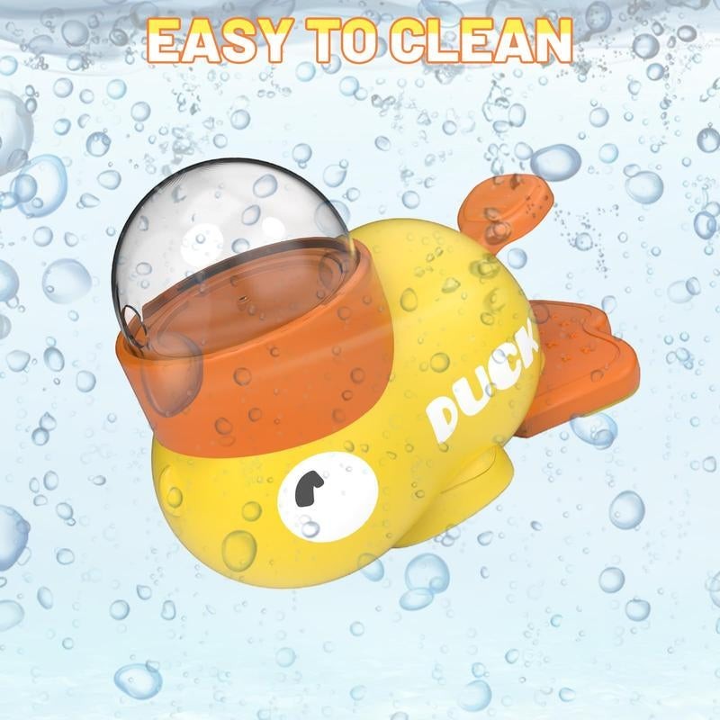 The Spoiled Pet Club Treat Me Duck treat dispenser toy for dogs, yellow and orange plastic with clear top.