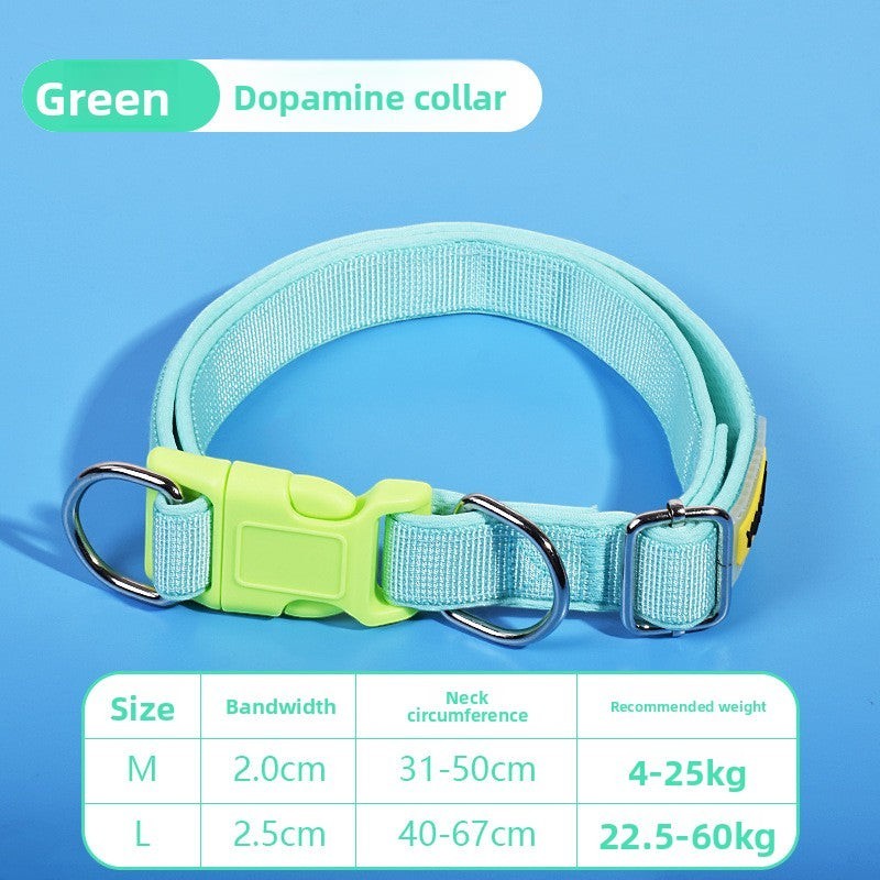 The Spoiled Pet Club green polypropylene dog collar with adjustable fit and quick-release buckle.
