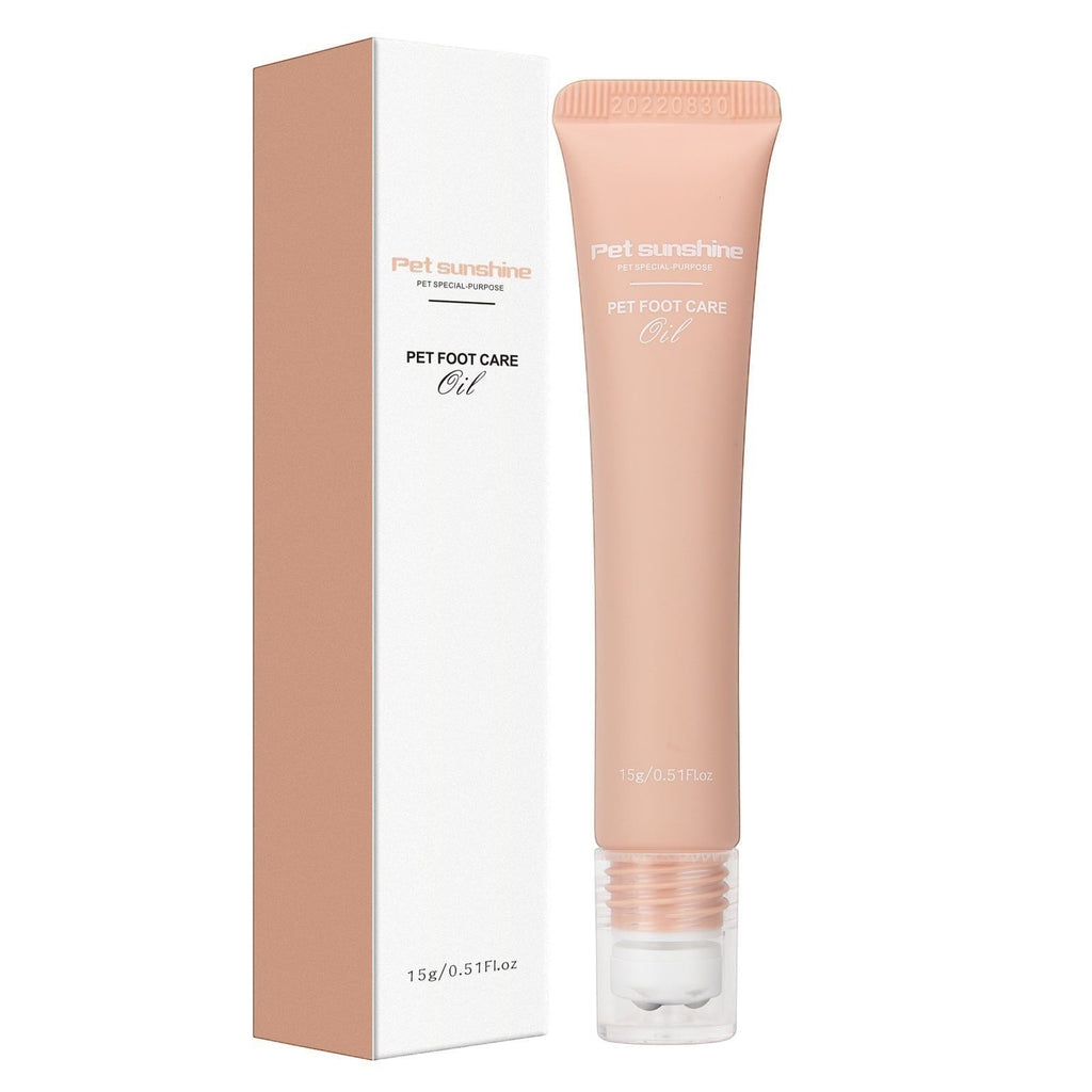 The Spoiled Pet Club Silken Step Paw Cream in a beige tube and matching box for moisturizing dog and cat paws.