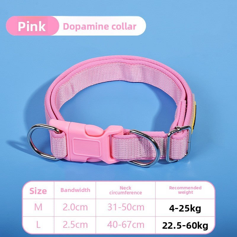 The Spoiled Pet Club pink polypropylene dog collar with adjustable fit and quick-release buckle.