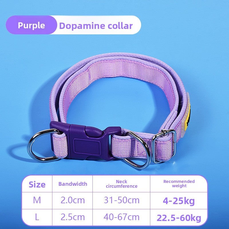 The Spoiled Pet Club purple polypropylene dog collar with adjustable fit and quick-release buckle.