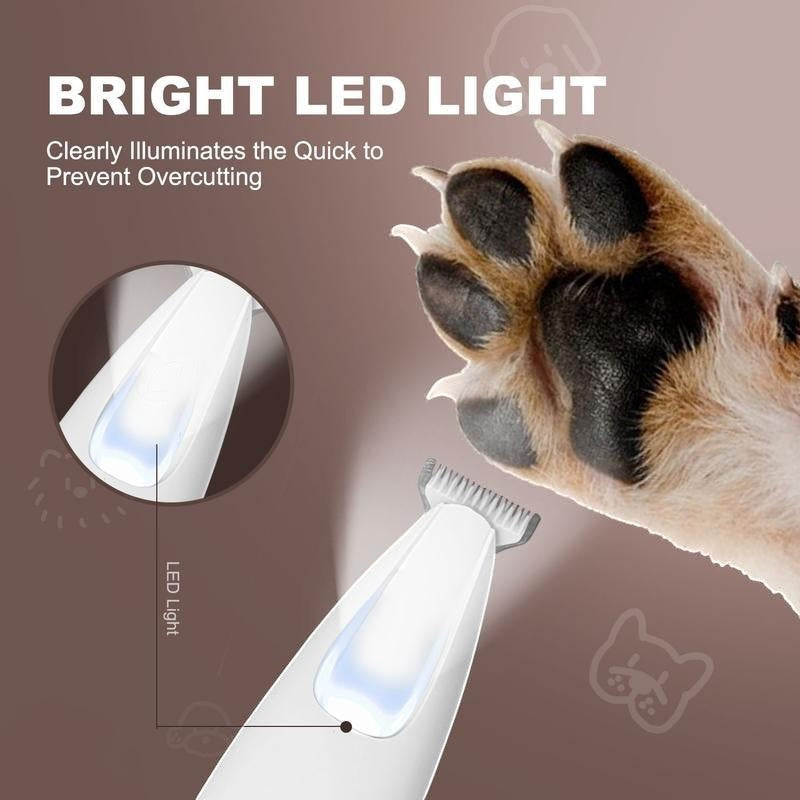 The Spoiled Pet Club Spoiled Spa Trimmer with built-in LED light for precise pet grooming.