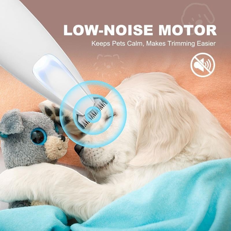 The Spoiled Pet Club Spoiled Spa Trimmer with LED light for gentle, low-noise pet grooming.